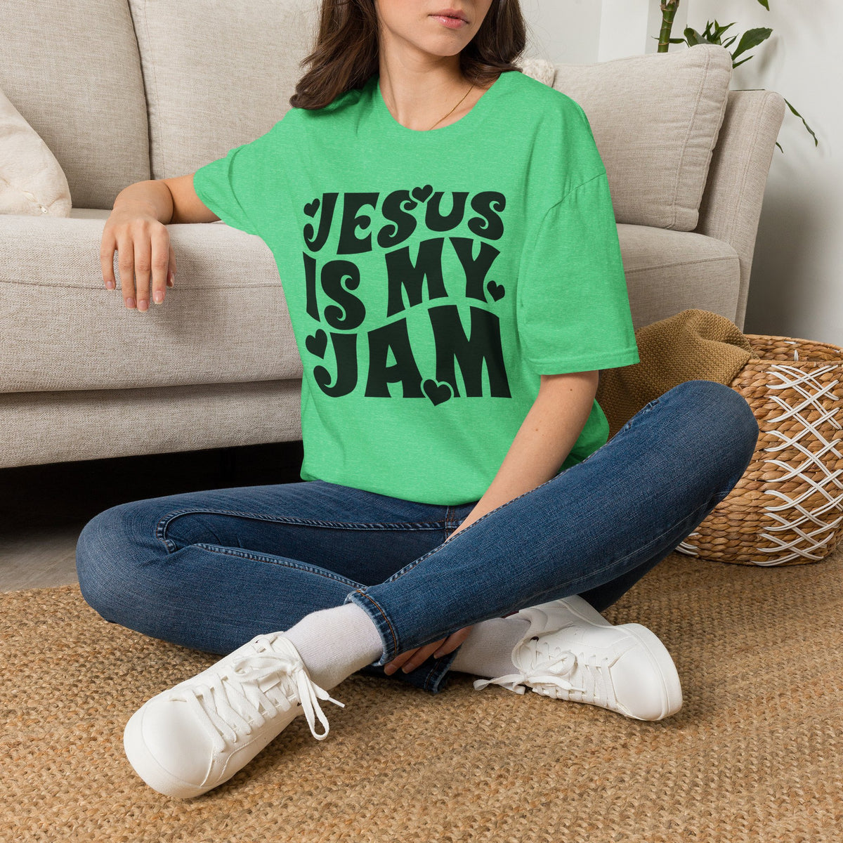 Jesus Is My Jam T-Shirt — Retro Heart Faith Tee