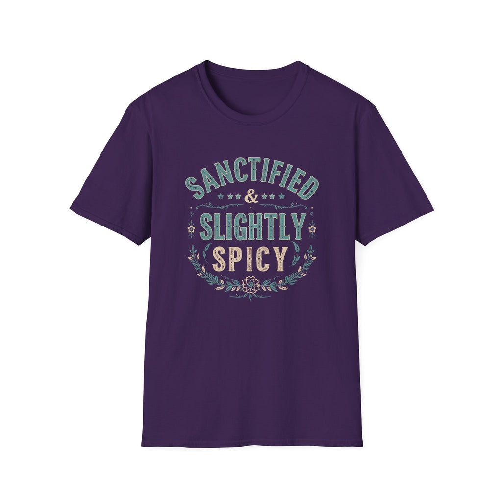 Sanctified & Slightly Spicy T-Shirt — Christian Faith with Fun Attitude