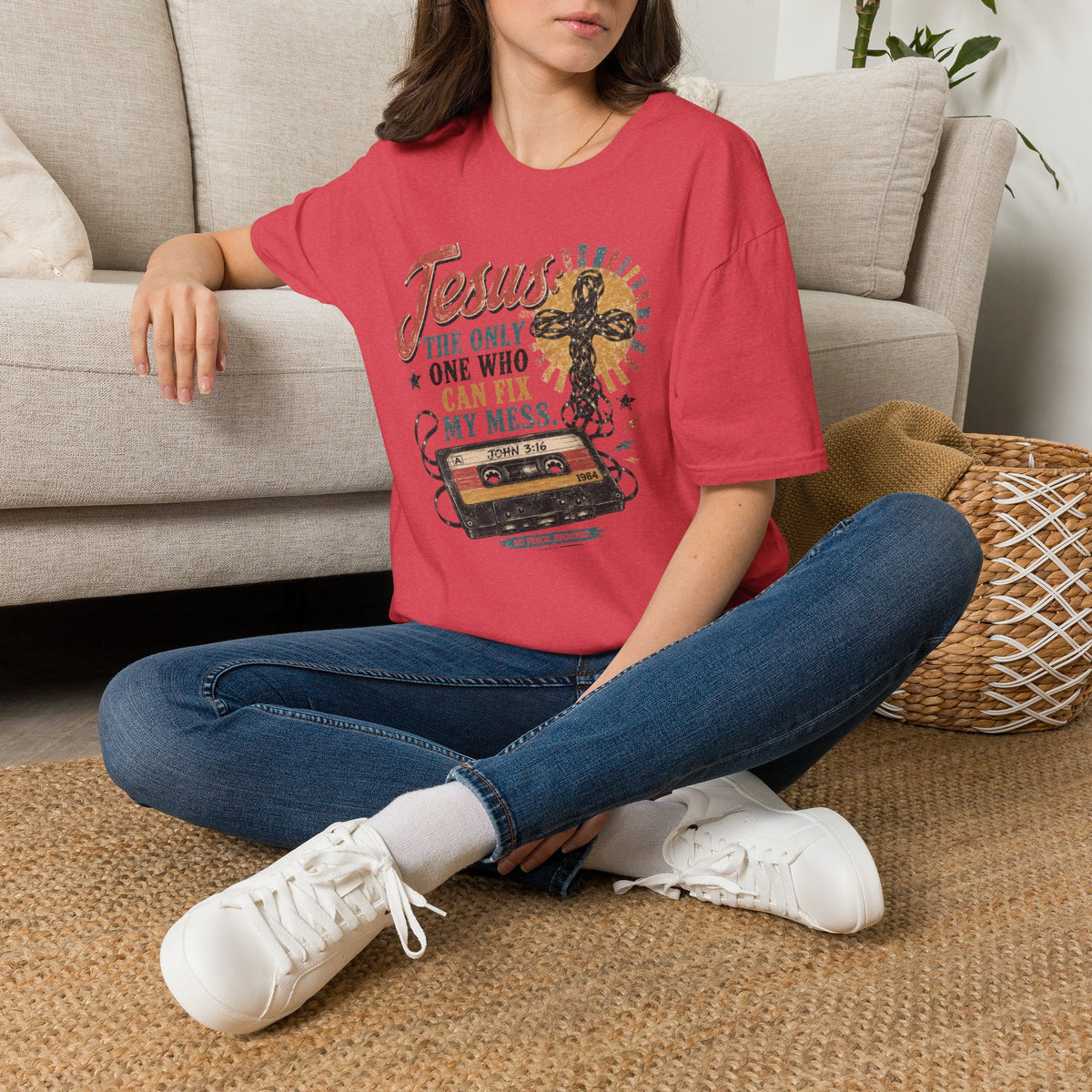 Jesus Can Fix My Mess T-Shirt — Retro Cassette Christian Tee