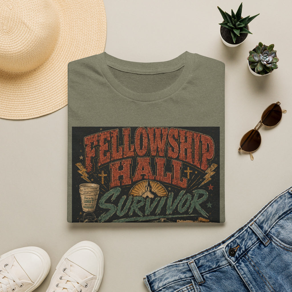 Fellowship Hall Survivor | Funny Church Life Graphic T-Shirt