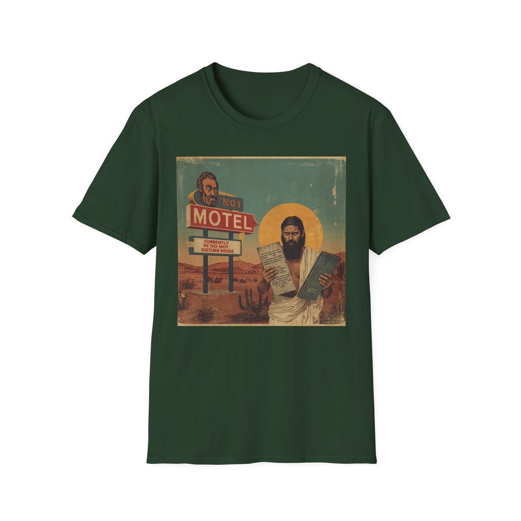 Desert Motel Graphic T‑Shirt — Vintage Roadside Jesus Art Tee