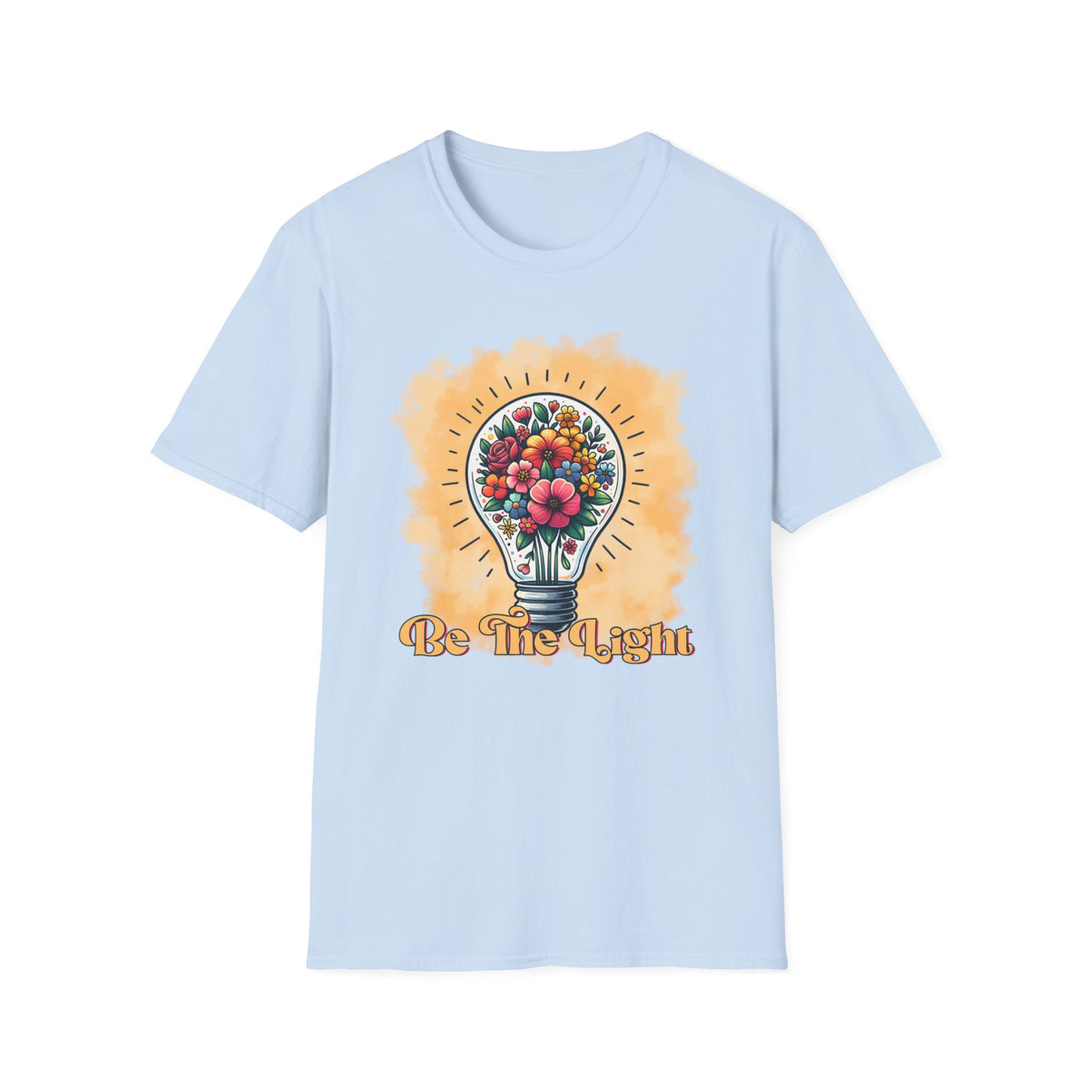 Be The Light Graphic T-Shirt — Floral Lightbulb Inspirational Tee