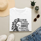 Philippians 4:13 Lion T-Shirt – "I Can Do All Things Through Christ" Christian Tee