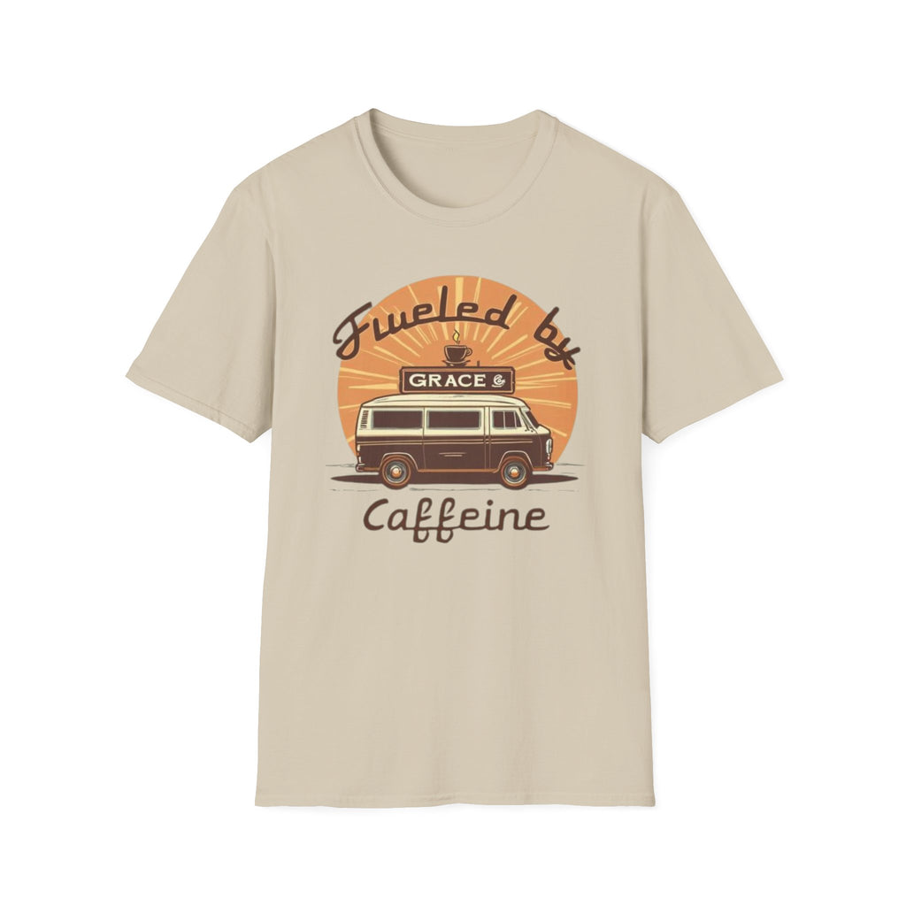 Fueled by Grace & Caffeine Van T-Shirt — Retro Coffee Roadtrip Tee