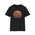 Too Blessed To Argue T-Shirt — Retro Sunset Faith Graphic Tee