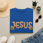 Jesus Leopard Print T-Shirt — "All My Hope Is In Jesus" Floral Faith Tee