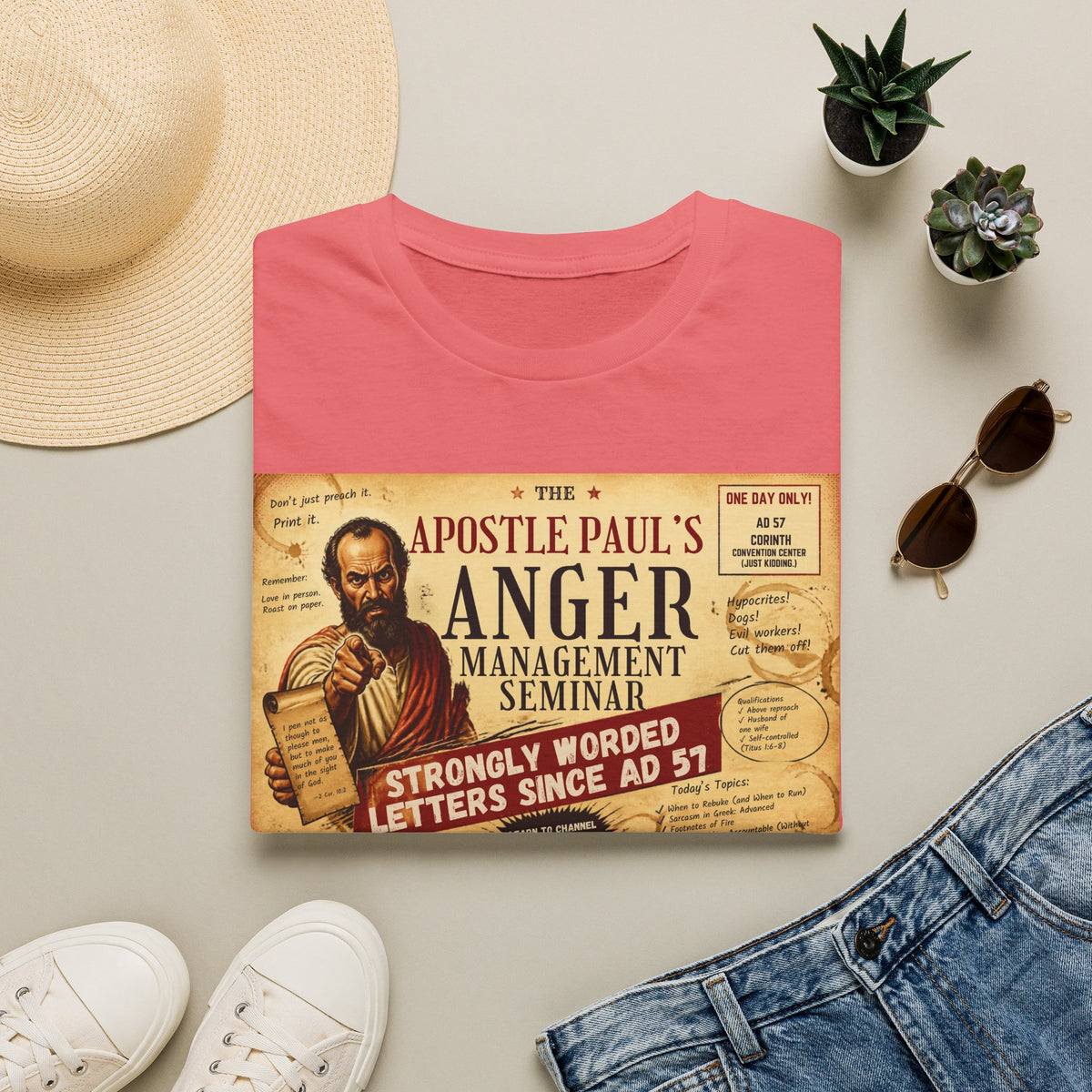 T-Shirt — "Apostle Paul's Anger Management Seminar" Vintage Christian Humor Tee