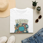 Blessed But Overstimulated T-Shirt — Retro Cozy Graphic Tee for Busy Moms & Millennials
