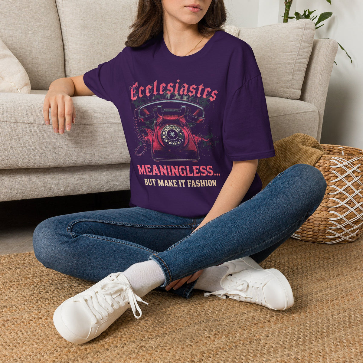 Ecclesiastes Retro Phone T-Shirt — "Meaningless... But Make It Fashion" Graphic Tee