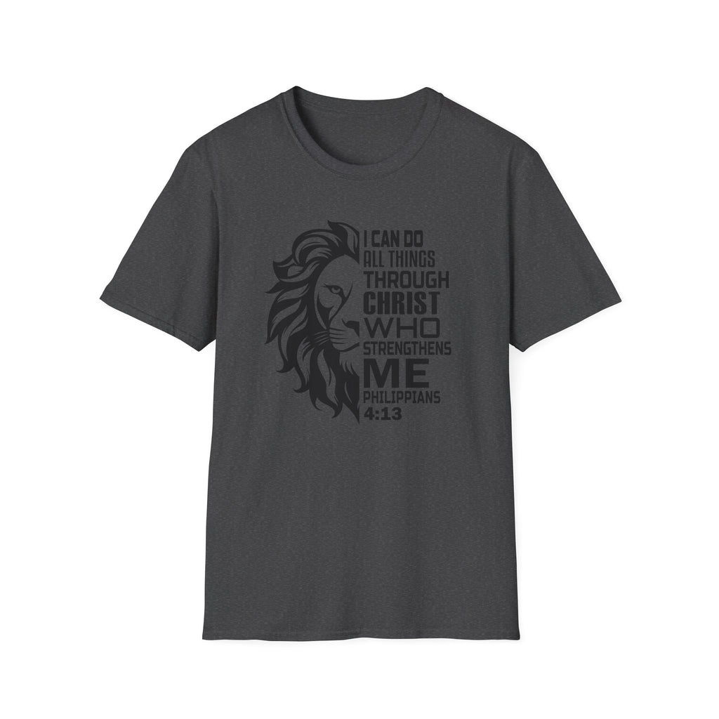 Philippians 4:13 Lion T-Shirt – "I Can Do All Things Through Christ" Christian Tee
