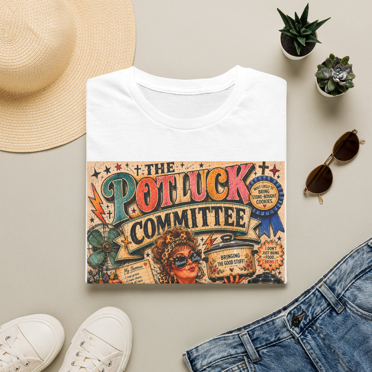 Potluck Committee T-Shirt — Vintage Retro Funny 'The Potluck Committee' Graphic Tee