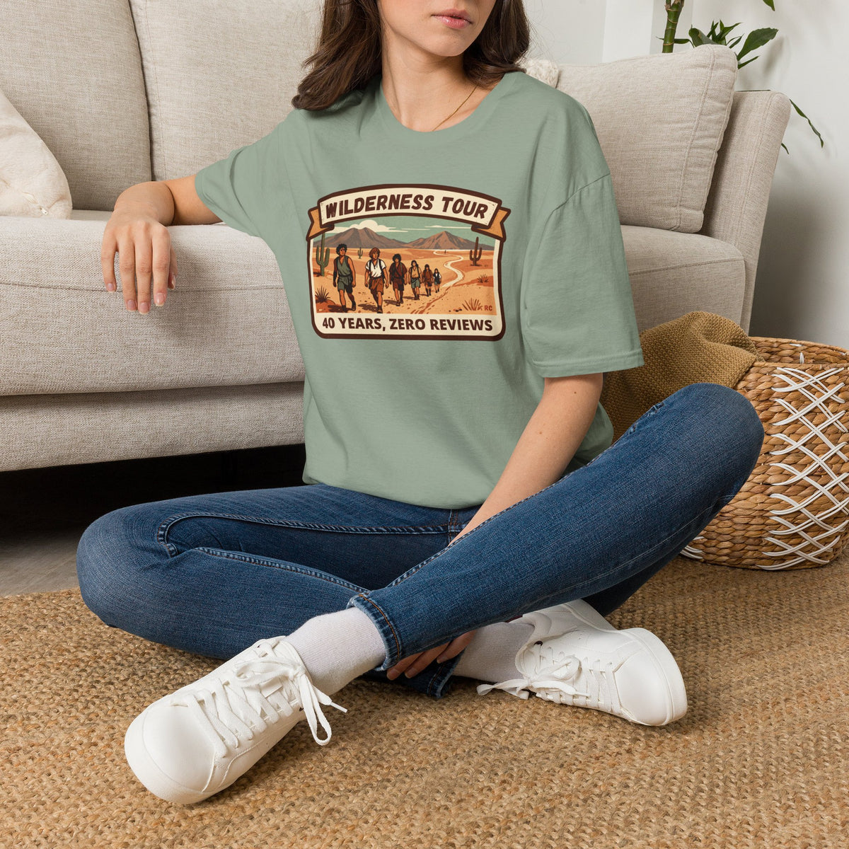 Wilderness Tour T‑Shirt — "40 Years, Zero Reviews" Vintage Desert Adventure Tee