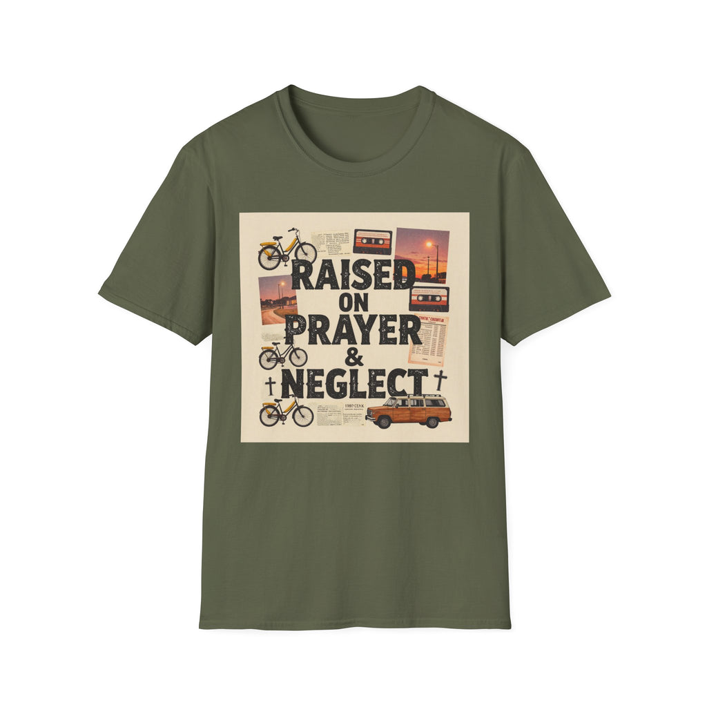 Raised on Prayer T-Shirt — Vintage Faith & Nostalgia Tee