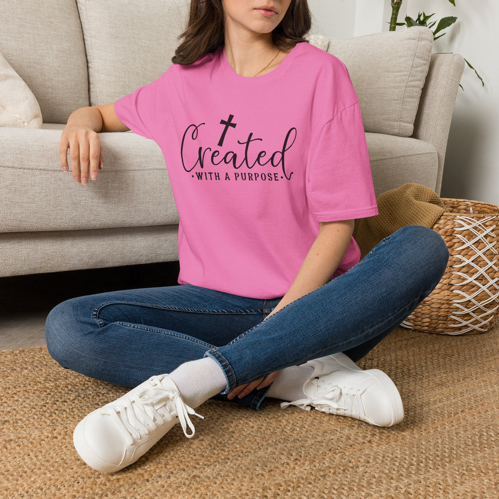 Created With a Purpose Christian T-Shirt — Faith Cross Inspirational Tee