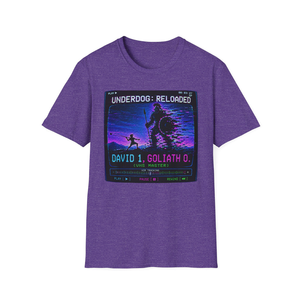 David vs Goliath Retro T-Shirt — "Underdog: Reloaded" Neon Graphic Tee