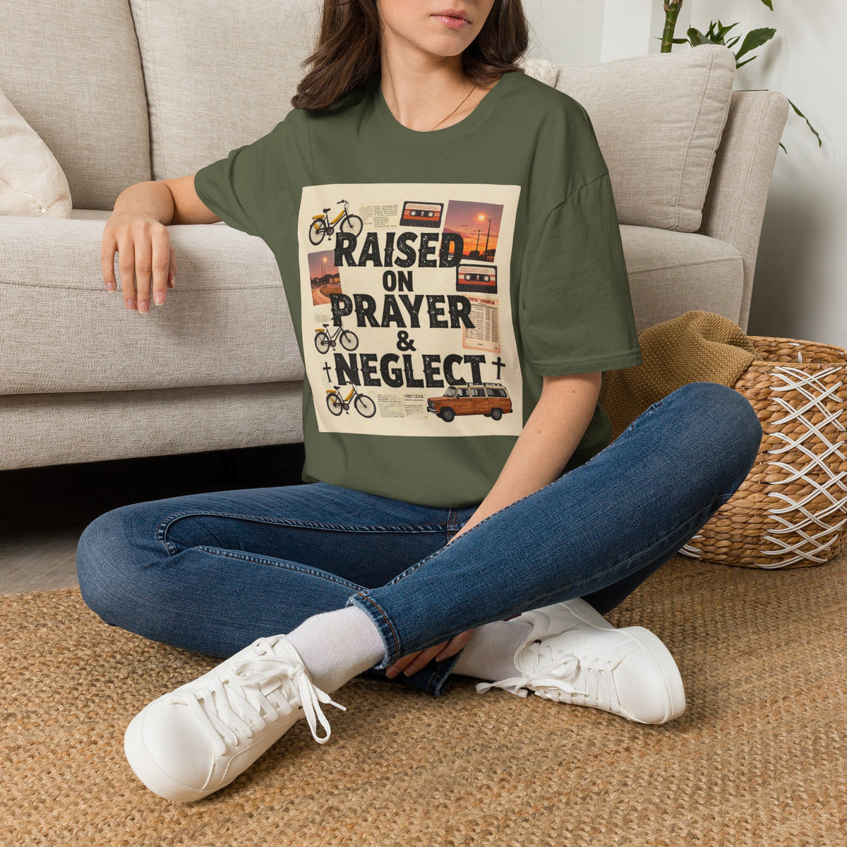 Raised on Prayer T-Shirt — Vintage Faith & Nostalgia Tee