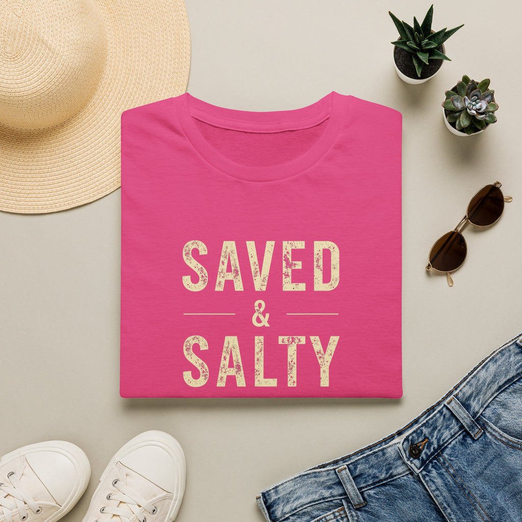 Saved & Salty T‑Shirt — Christian Beachy Faith Graphic Tee