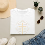 Radiant gold cross T-Shirt--Faith in Full Light