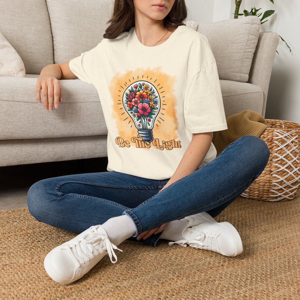Be The Light Graphic T-Shirt — Floral Lightbulb Inspirational Tee