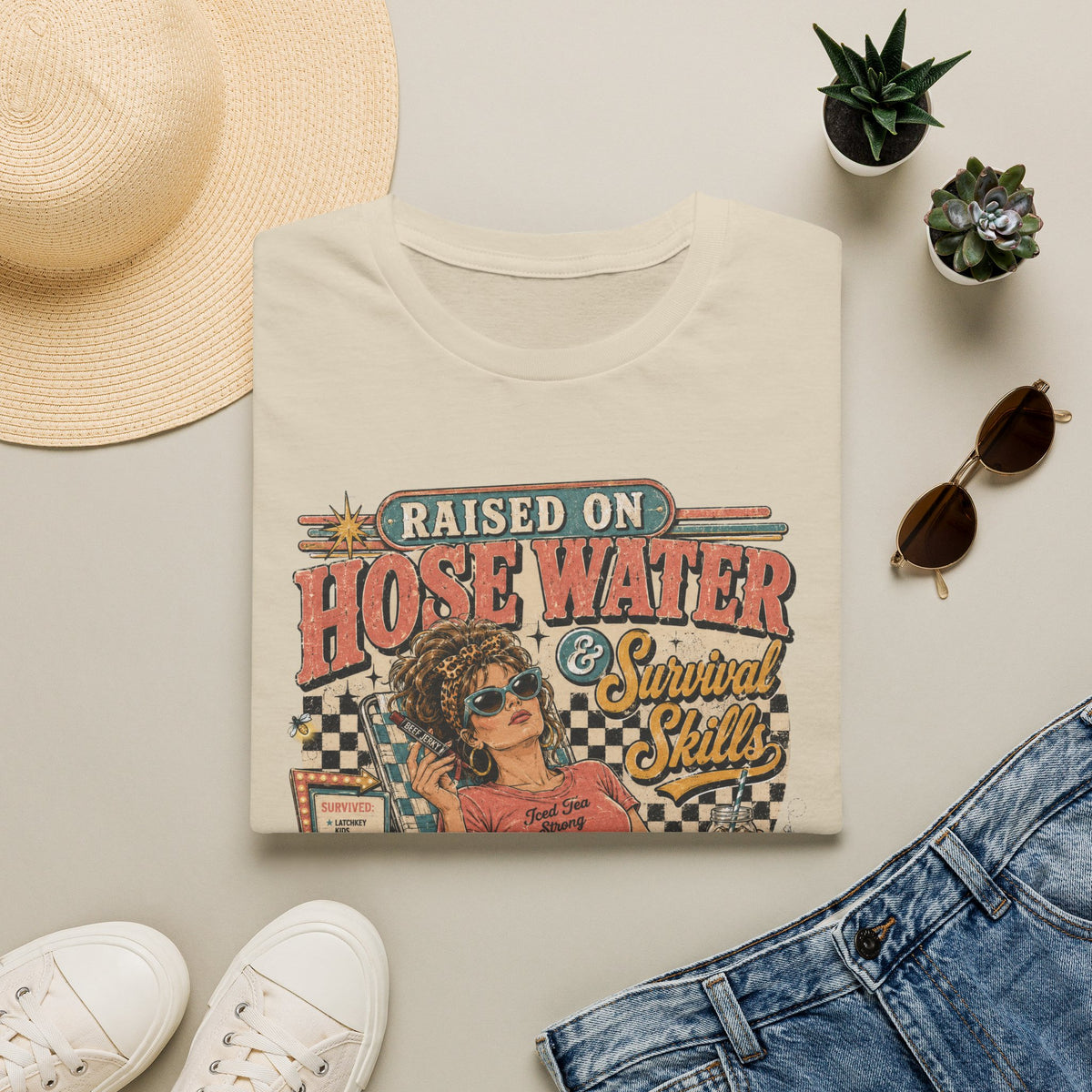 Raised on Hose Water Retro Graphic T-Shirt — Vintage Barber/Salon Vibes