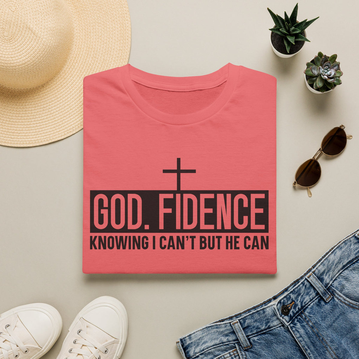 Faith Confidence T-Shirt — "God. Fidence" Christian Inspirational Tee
