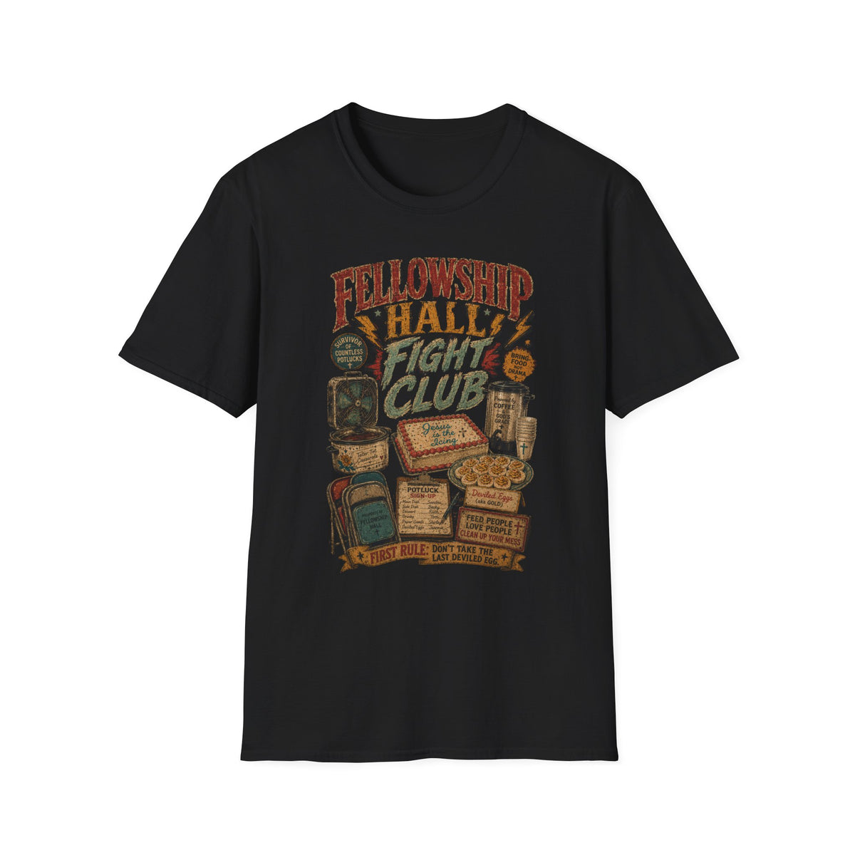 Fellowship Hall Fight Club T-Shirt — Vintage Church Game Night Tee