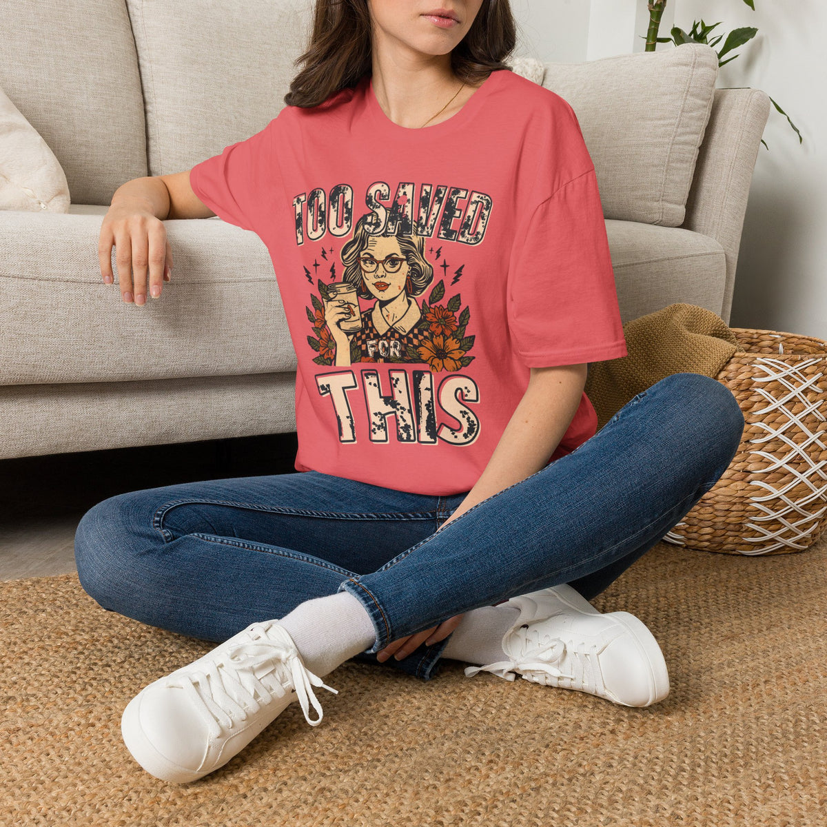 Too Saved For This T-Shirt — Vintage Tattoo Woman Graphic Tee
