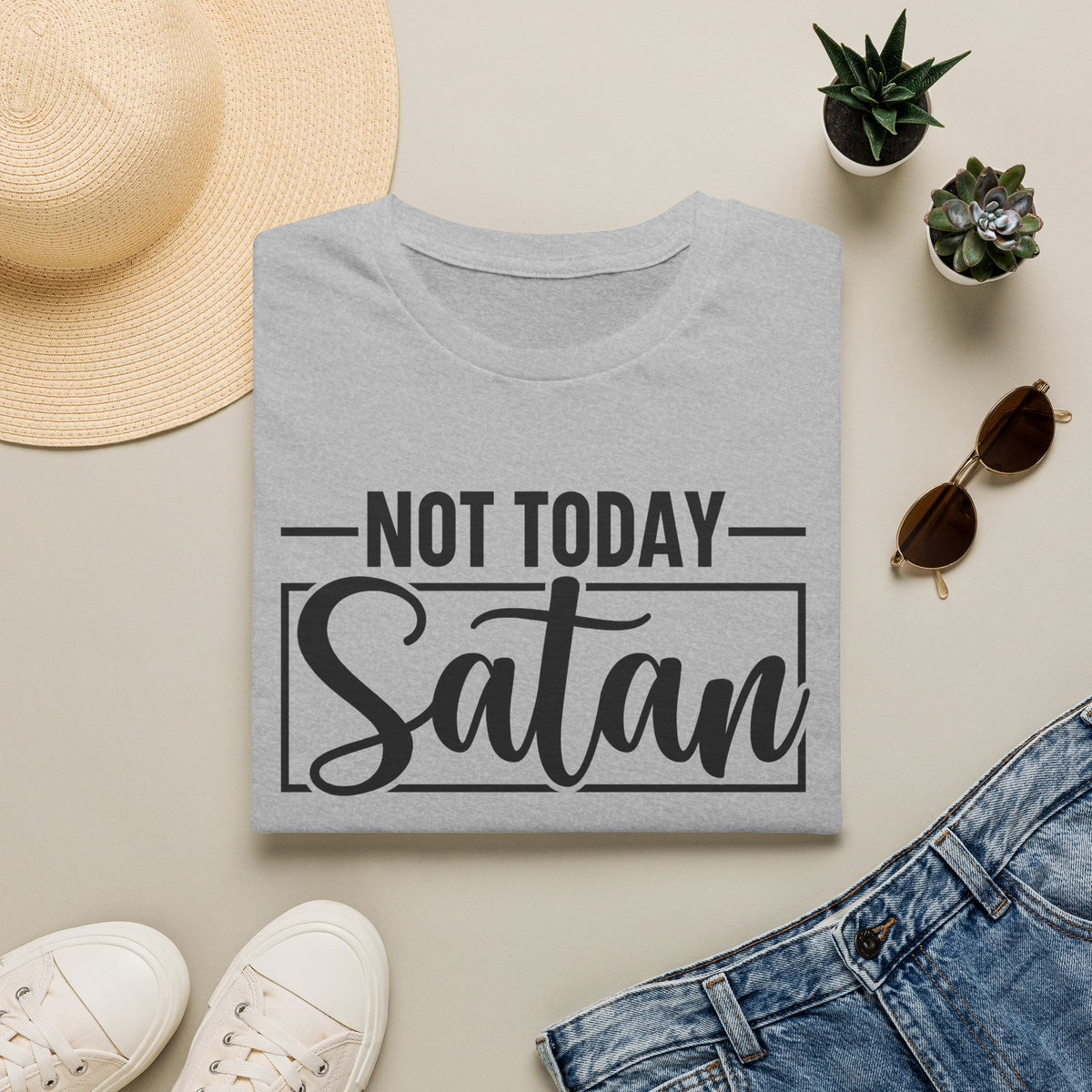 Not Today Satan T-Shirt — Funny Christian Faith Graphic Tee