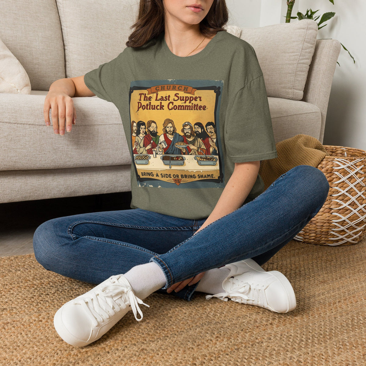 The Last Supper Potluck Committee Tee – “Bring a Side or Bring Shame” Graphic T-Shirt