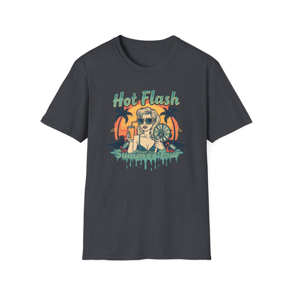 Hot Flash Summer Tour Retro Beach T-Shirt — Funny Menopause Graphic Tee