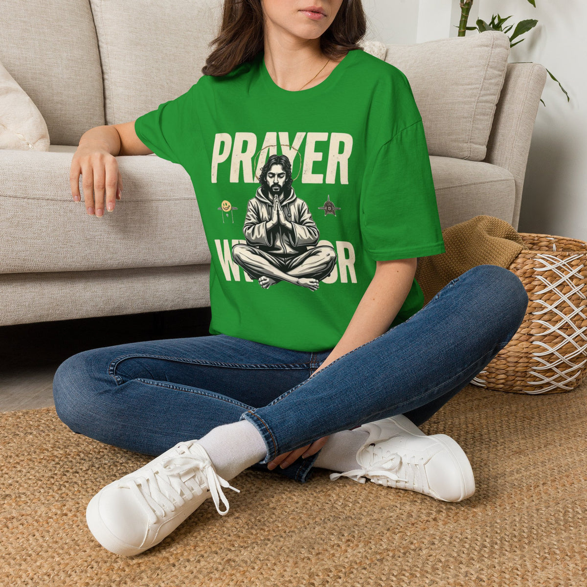 Prayer Warrior T-Shirt — Meditative Jesus Graphic Tee