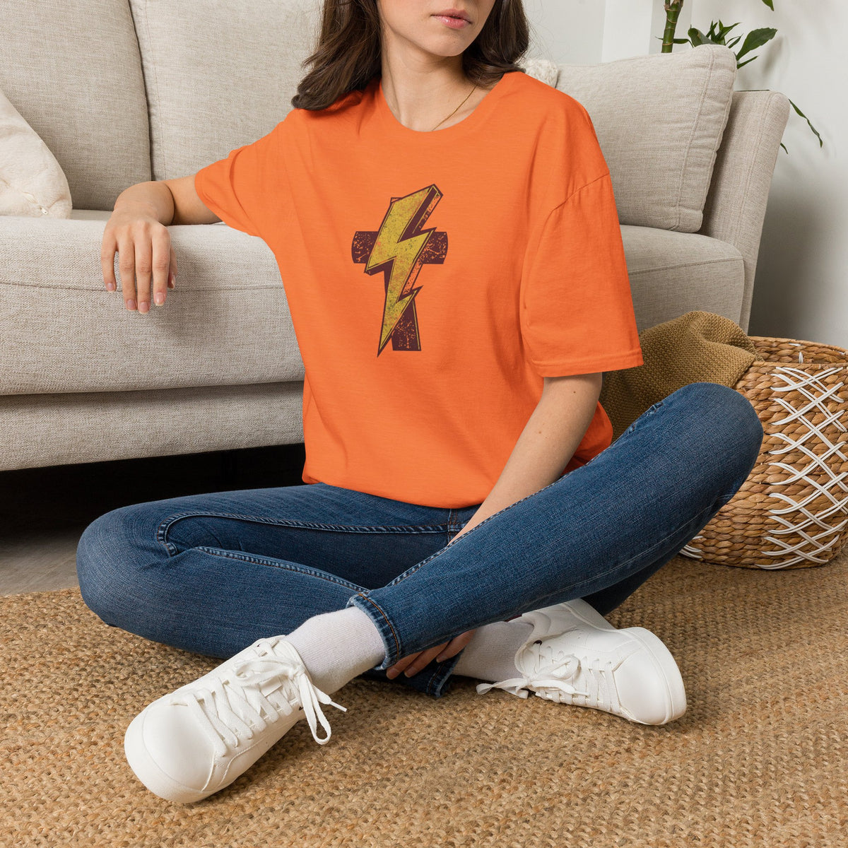 Vintage Lightning Bolt T-Shirt — Retro Distressed Yellow Bolt Tee