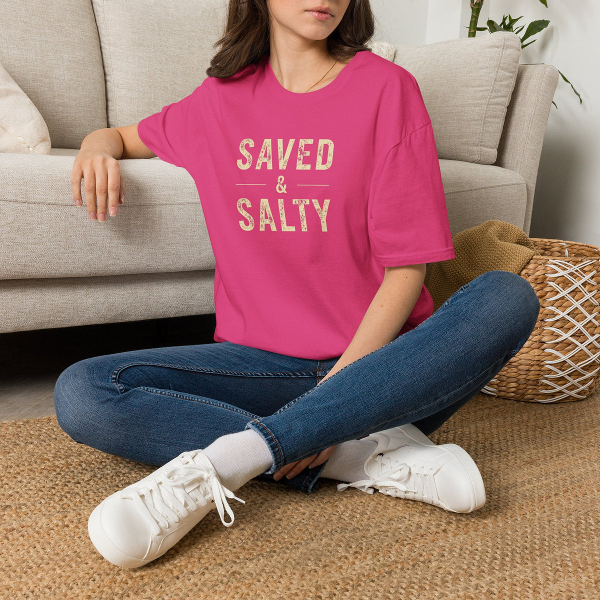 Saved & Salty T‑Shirt — Christian Beachy Faith Graphic Tee