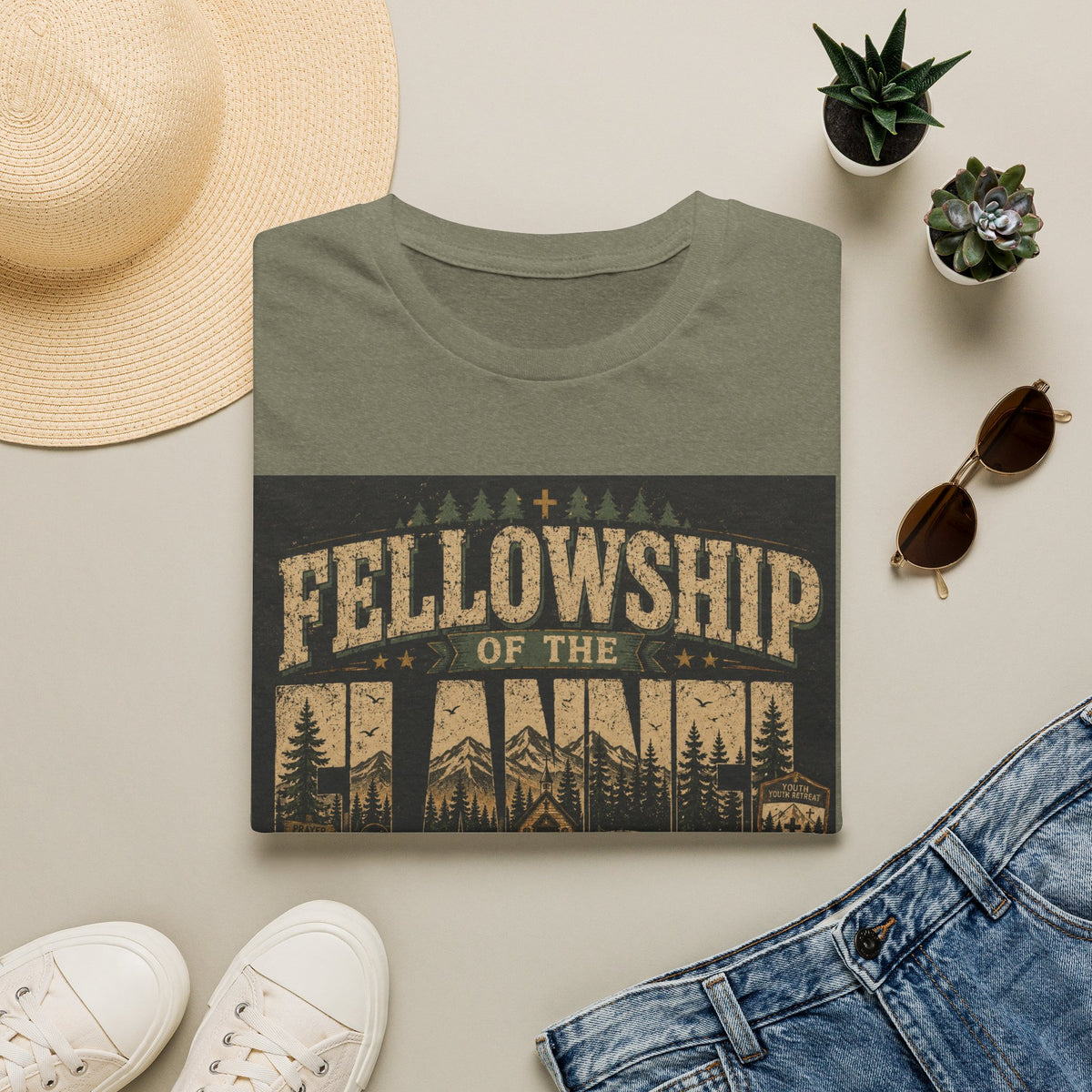 Fellowship of the Flannel T-Shirt — Vintage Outdoor Camping Tee