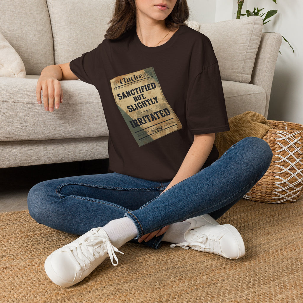 T‑Shirt — 'Sanctified But Slightly Irritated' Vintage Poster Graphic