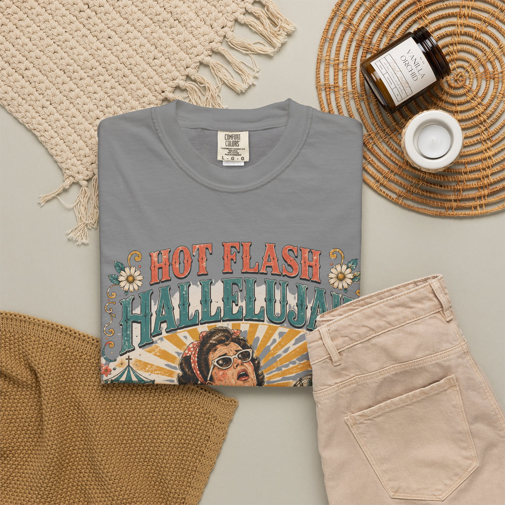 T-Shirt — "Hot Flash Hallelujah" Vintage Gospel Graphic Tee