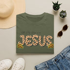 Jesus Leopard Print T-Shirt — "All My Hope Is In Jesus" Floral Faith Tee