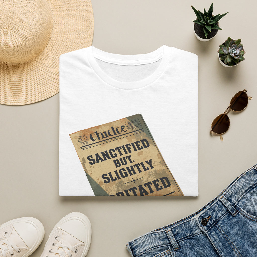 T‑Shirt — 'Sanctified But Slightly Irritated' Vintage Poster Graphic