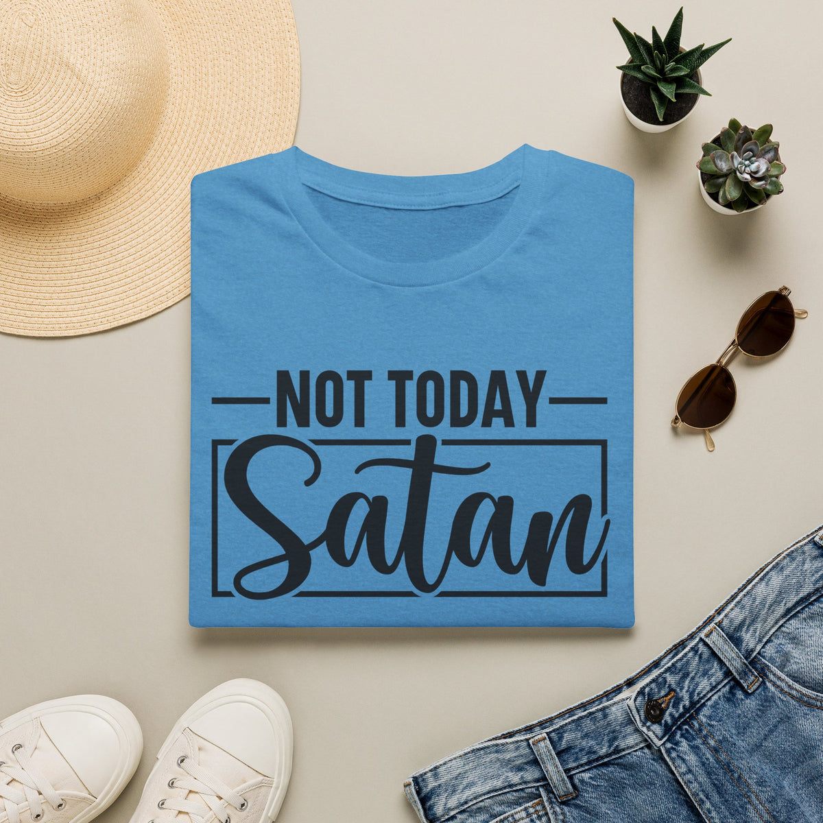 Not Today Satan T-Shirt — Funny Christian Faith Graphic Tee
