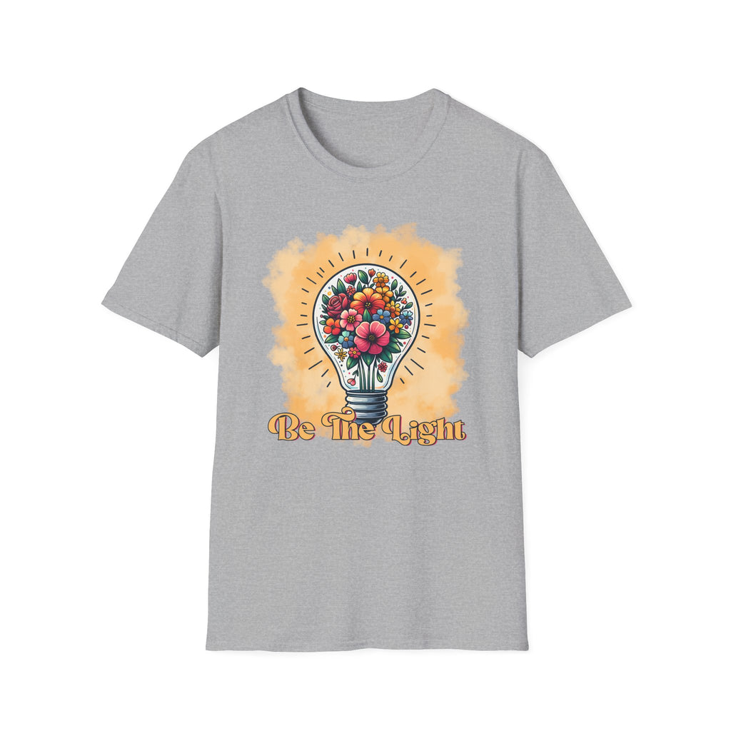 Be The Light Graphic T-Shirt — Floral Lightbulb Inspirational Tee