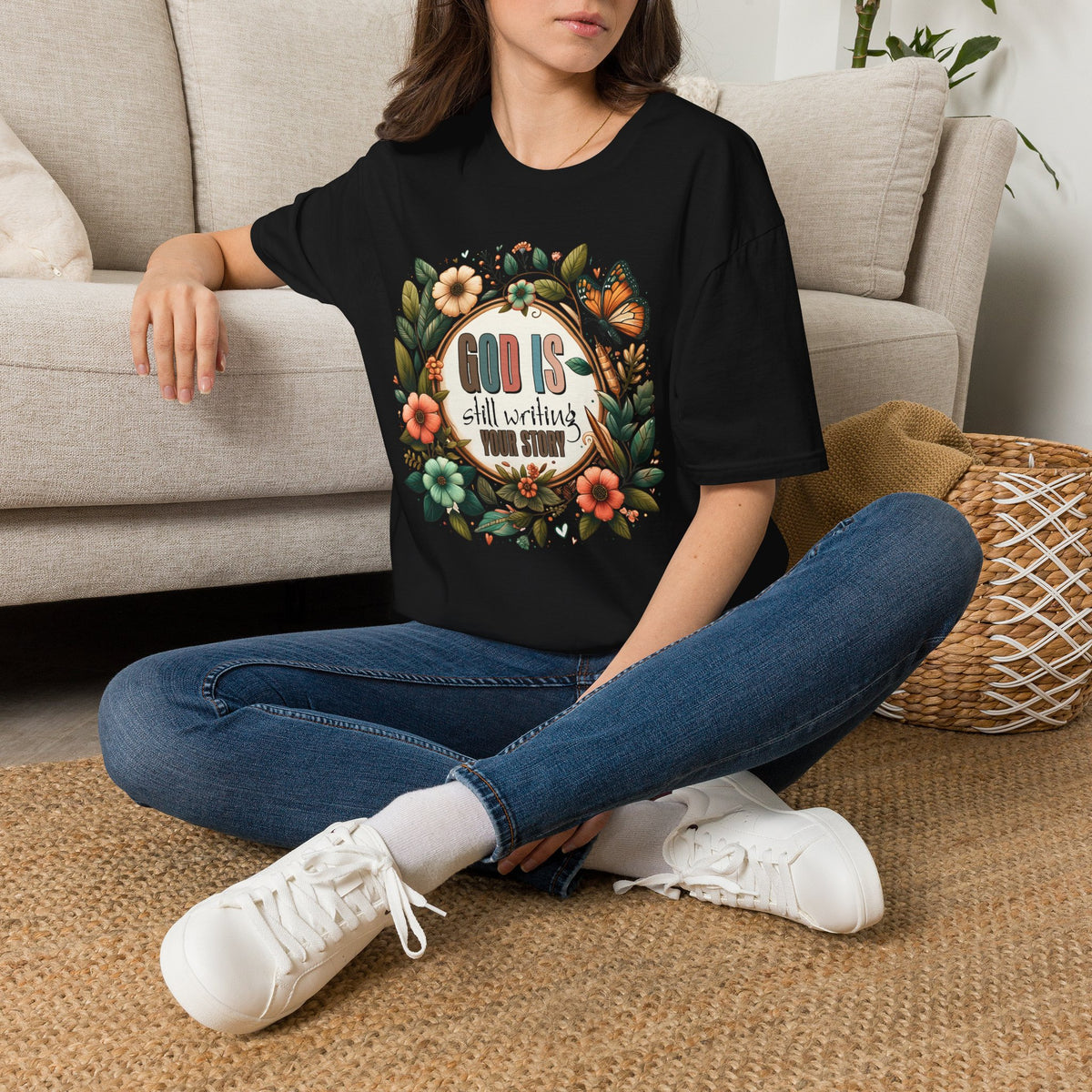 Inspirational T-Shirt — "God Is Still Writing Your Story" Floral Faith Tee