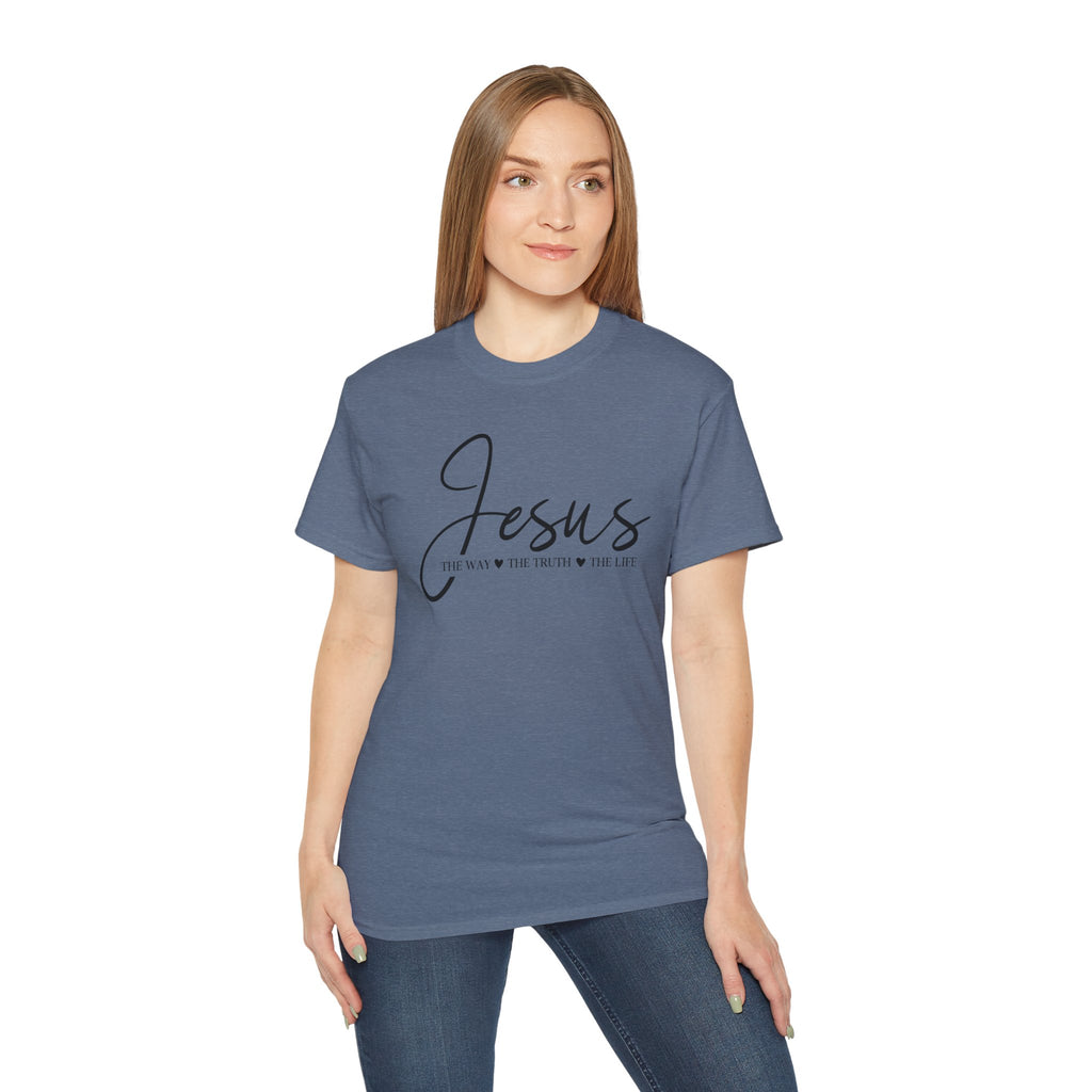 Jesus Script Tee — "Jesus: The Way The Truth The Life" Christian Faith T-Shirt
