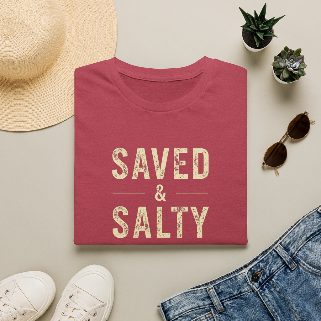 Saved & Salty T‑Shirt — Christian Beachy Faith Graphic Tee