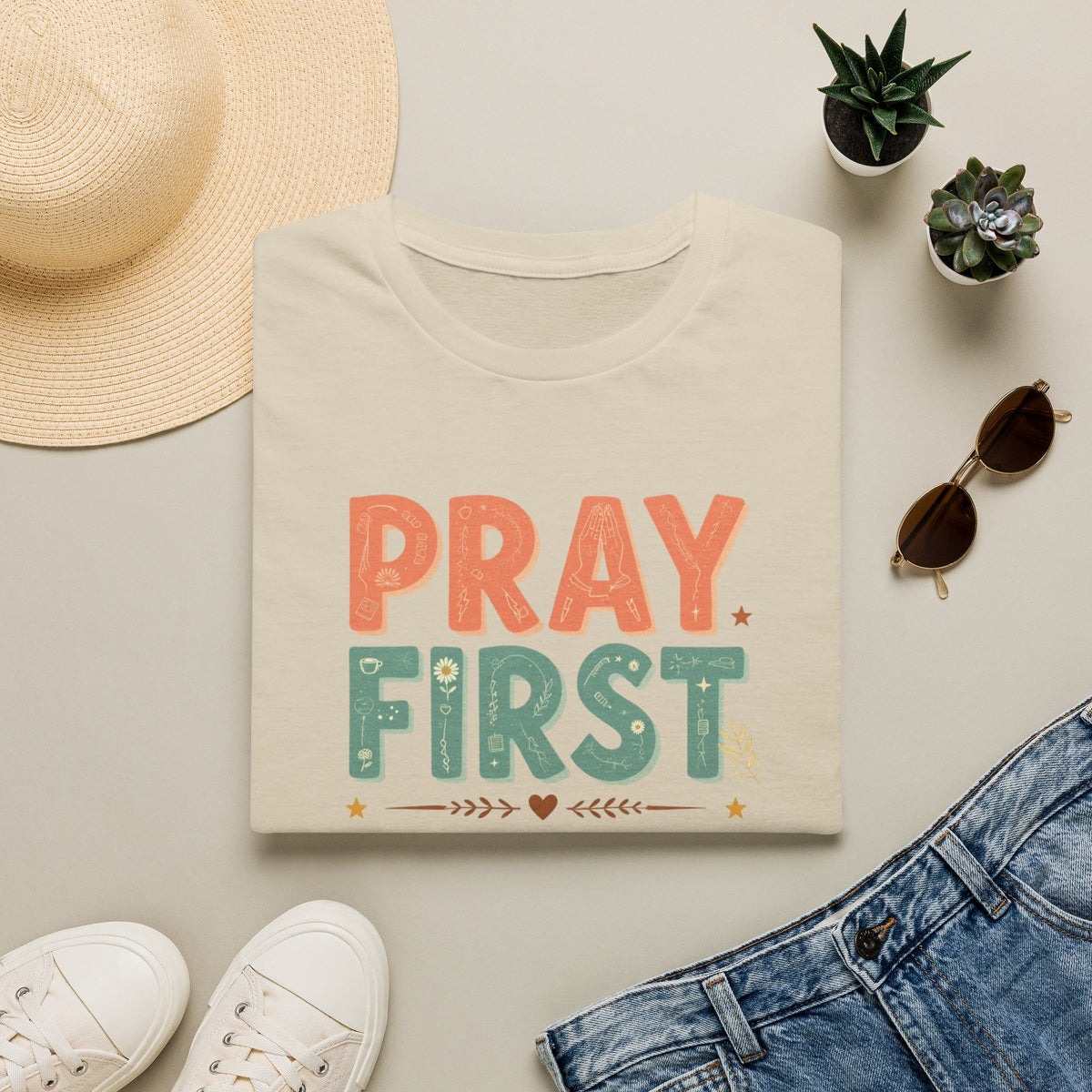 Pray First T‑Shirt — 'Pray First, Side‑Eye Later' Inspirational Graphic Tee
