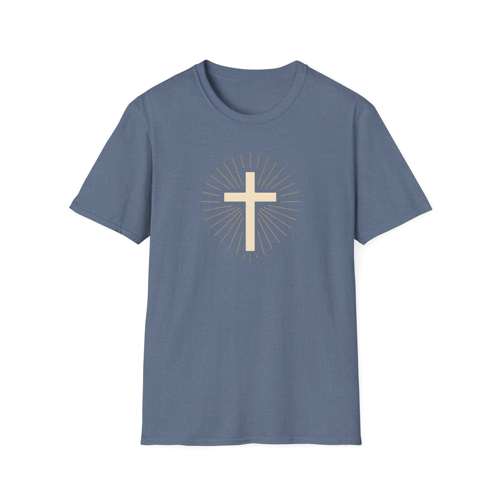 Radiant gold cross T-Shirt--Faith in Full Light