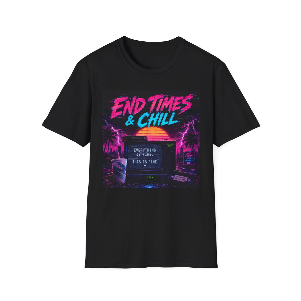 Retro 'End Times & Chill' T-Shirt — Vaporwave Sunset Tee