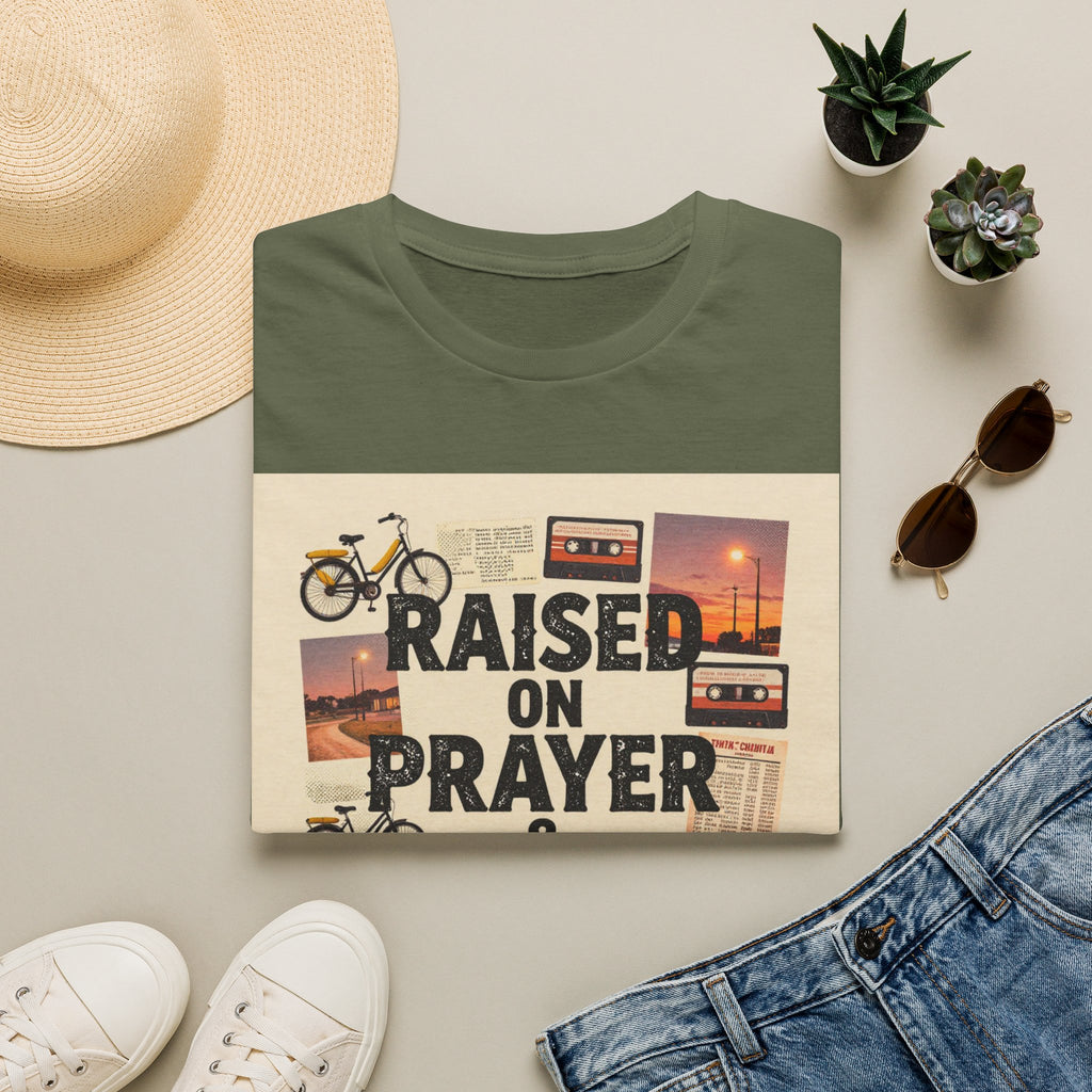 Raised on Prayer T-Shirt — Vintage Faith & Nostalgia Tee